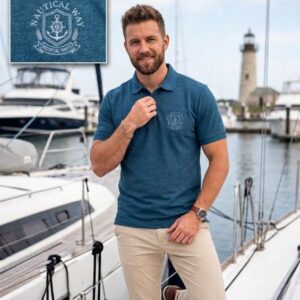 NAUTICAL WAY slub polo shirt adventure awaits